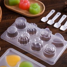 果凍8連布丁模具食品級夏季自制涼粉果凍布丁雪糕冰皮月餅 副廠商品, 1個, 多種造型 耐冷耐熱 , 4個裝 PP材質-結實耐用