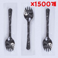 라온샵 테이크아웃 블랙 포크수저 X 1500개 개별포장 대용량 일회용수저 카페용품