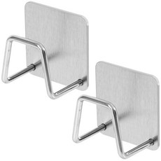 1+1 무타공 다용도 수세미 접착식 거치대 물빠짐 주방 욕실 싱크대 스텐 걸이 받침대, 1개, 실버