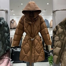 벨트롱패딩 폭스퍼롱패딩 트렌치점퍼 여성 겨울 퀄팅, 상세 페이지 참고, M 브라운