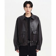 [백화점상품] MUSINSA STANDARD 신세틱 레더 오버사이즈 에비에이터 재킷 [다크 브라운] MMELJ5C05-DR