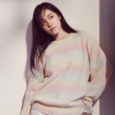 리 그라데이션 라운드 니트 핑크 193247