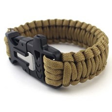 BO雜貨 多功能戶外求生手鍊 附打火石、口哨 傘繩編織設計, 1個, 隨機出貨
