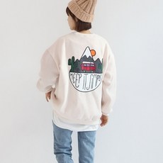 AppleMango 長袖印花寬鬆刷毛衛衣