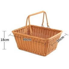 바구니 원형 장식 보관 라운드 보관 높은 바게트 소쿠리 라탄 빵, 1개, R. 사각형 손잡이 바구니 40x30xH18cm