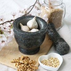 천연 자연석 흑진주 일반절구 돌절구 공이 세트 (마늘갈이 미니 깨갈이 이유식 절구), 일반절구-중, 1개