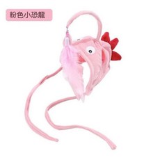 貓咪自嗨頭套 寵物玩具趣味搞笑 搞怪自嗨解悶頭戴逗貓棒 貓咪玩具 自動逗貓貓咪自嗨大眼魚, 粉色小恐龍, 1個