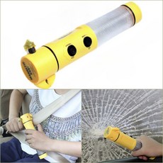 안전용품 자동차 비상 망치 안전벨트 커터 안전띠 절단 경광등 경광봉 후레쉬, 옐로우, 1개