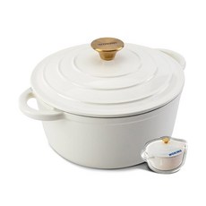 뚜껑이 있는 7QT 에나멜 주철 네덜란드 오븐 냄비 사워도우 빵 굽기 브레이징 스튜 로스팅 안전 최대 500 F 분홍색, cream, 4QT