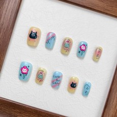 [당일배송] 천안각 귀여운 디자인 셀프 붙이는 인조팁, 1개, 013 - XS