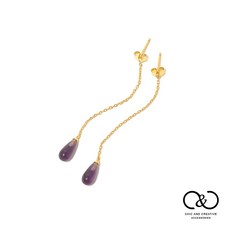 【C&C】水玉耳線 925銀抗敏 (綠/粉/黑/紫) E-CC-Y019, 紫色, 1個