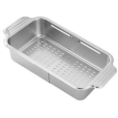 不鏽鋼伸縮瀝水籃，廚房水槽瀝水架，304不鏽鋼伸縮瀝水籃，蔬菜碗盤瀝水籃，伸縮調整，快速瀝水, 金屬色, 1個