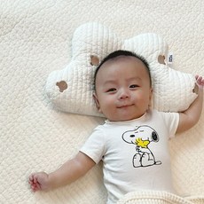 [남달라] 우리 아기 짱구베개(순면누빔 에어메쉬) 신생아베개 구름베개, 체리, 1개