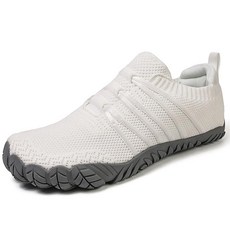 Brykan 유니 미니멀리스트 맨발 슈즈 넓은 토 박스 제로 드롭 디자인 하이킹 신발 다섯 손가락 크로스 트레이너 걷기 및 그라운드 활동에 이상적 화이트 화이트.