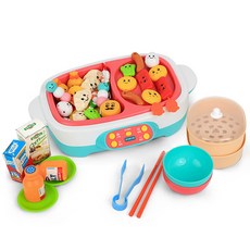 兒童多功能廚具玩具組 烤肉蒸煮角色扮演遊戲, 三合一旋轉火鍋玩具, 1個