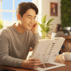 리빙다이스 완벽고정 6단조절 접이식 독서대, 아이보리