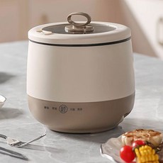 전기 밥솥 1~2인용 소형 휴대용 기숙사 캠핑밥솥/죽 취사가능, 갈색