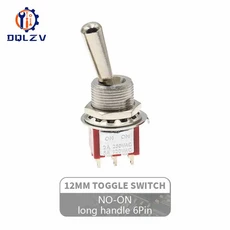 레드 미니 3핀 6mm 2/3 위치 셀프 리셋 토글 ON-(ON)DPDT 6A/125V MTS, 02 1PCS, 06 6P On-On 18.5mm, 1개