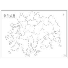 나우맵 교육용 우리나라 백지도 비코팅 - 어린이 색칠지도, 08. 전라남도 백지도
