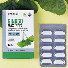 징코 맥스 은행잎 혈행 두뇌 혈액 순환 기억력 케어 건강 기능 식품 1300 30캡슐, 1개, 30정