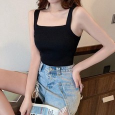 여자 쫀쫀한 니트 기본 디자인 민소매 이너 탑