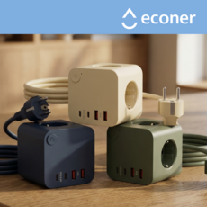 푸드앤 에코너 MT08 타워 멀티탭 고속충전 콘센트 4구 전선형 (C타입 2+USB A 2), 1개, 프로스트그린, 1.8m