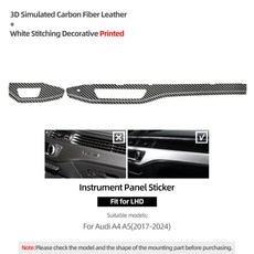 호환 대시 보드 패널 계기판 트림 스트립 스티커 아우디 A4 B9 A5 2017-2024 자동차 인테리어 제작 알칸타라 튜닝 액세서리, 01 Carbon Leather LHD