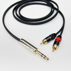 音源轉接線 6.3 TS TRS to RCA 梅花頭, 1個, 6.3 TS to 雙RCA公,200cm
