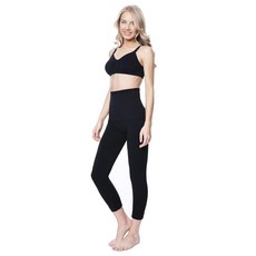 MOTHERS ESSENTIALS 산후 하이 웨이스트 복부 압박 컨트롤 슬리밍 7부 카프리 레깅스 카프리 블랙.