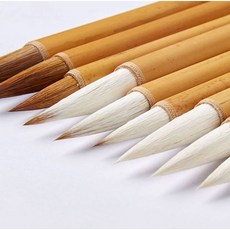 문항명필 서예 캘리그라피 동양화 통대나무 족제비모 양모 혼합모 붓 세트, 겸호3종(양족제비혼합모)