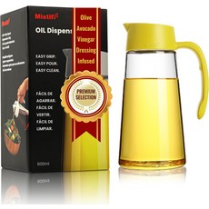 자동 개폐 유리 오일병 디스펜서 600ml 대용량 흘림방지 소스병 식초병 주방용품 홈카페 인테리어 감성 소스통 깔끔한 조리도구, Yellow Dispenser