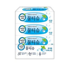 깨끗한나라 물티슈 휴대 30매 4입 미용위생용품 30매 신생아물티슈 생분해물티슈 4입 일반물티슈 휴대 dew+9683IP