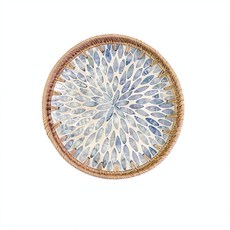 越南藤編點心盤大號28X3cm, 藍貝 - 點心盤大號28x3cm, 1個