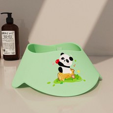 兒童寶寶洗頭帽 防水護耳 挖挖機造型 加厚EVA 擋水浴帽, 1個, 小熊貓 加厚防水EVA