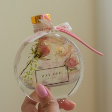 DAY OFF 浮游花乾燥花永生花小夜燈禮盒，聖誕節交換禮物，玻璃罩繡球玫瑰花裝飾，拍照道具, 玫瑰花園,無（浮游花）
