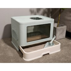 全封閉抽屜式貓砂盆 超大號可折疊防臭防外濺貓廁所, 1個, 48.5*38*36.5