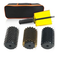 Kaeceri 100mm 스키 로토 브러시 키트 로토 브러시 핸들 차축 브러시 3개(황동 말 털 및 나일론) 포함 프로텍터 보관 가방 포함 전기 드릴에 사용하는 스키 회