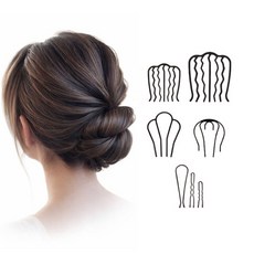 슈리팜 헤어핀 올림머리핀 잔머리정리 똥머리 고정핀 5종 세트, 5개, 블랙