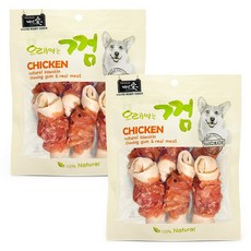 백년애 고기가 2배 이상 말린 오래먹는 강아지껌, 닭고기 중형, 250g, 2개