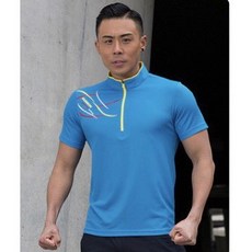 男款短袖運動衣 半拉鍊透氣排汗衫