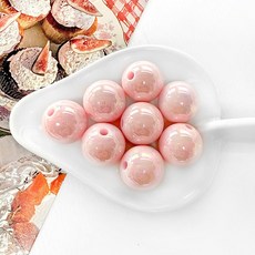 (8p) 16mm AB 유광 컬러 구슬 비즈, 연핑크