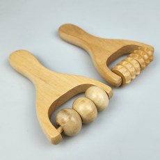 나무 휴대용 롤러 마사지기 소형 수동 셀프 마사지, 돌기형, 1개