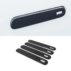 보호 스티커 섬유 블랙 실버 자동차 사이드 도어 핸들 트림 커버, 1개, 3. Carbon fiber