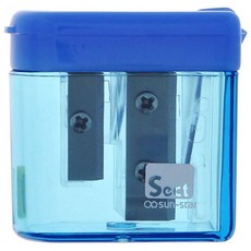 선스타 더블 홀 연필깎이 / 2홀 연필깎이 / 미니사이즈 / 휴대가 간편, 블루