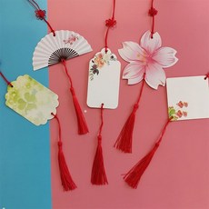 臺灣出貨 創意幼兒園許願卡吊樹卡心願卡懸掛件吊牌兒童開學祝福空白卡片紙, 心語心願組合30張+紅結+紅蘇, 1個