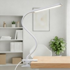 H HNMA HN 클립형 LED 데스크스탠드 단계조광 조색 눈보호 USB 급전, 흰색