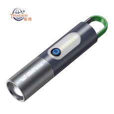 Smiling Shark手電筒 COB側燈 變焦遠射 生活防水, 【微笑鯊原廠 M77白光】SD0708, 1個