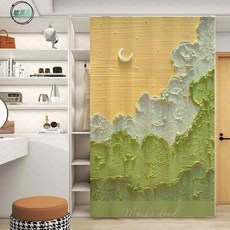 墟里居 訂製滑軌簾 柜子遮擋簾 滑軌免打孔簾子 無門衣柜門簾 鞋柜置物架雜物拉簾 增加隱私 附贈滑軌, 向陽而生19,寬60高120 整片式