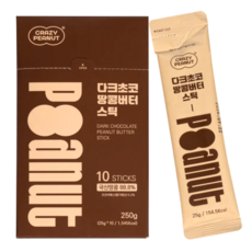크레이지피넛 국산 짜먹는 다크초코 땅콩버터 개별포장 스틱 25g 10개입, 10개