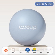 o:ooouo 瑜伽球 加厚防爆 健身球 居家鍛鍊 升級防滑 55cm, 藍色